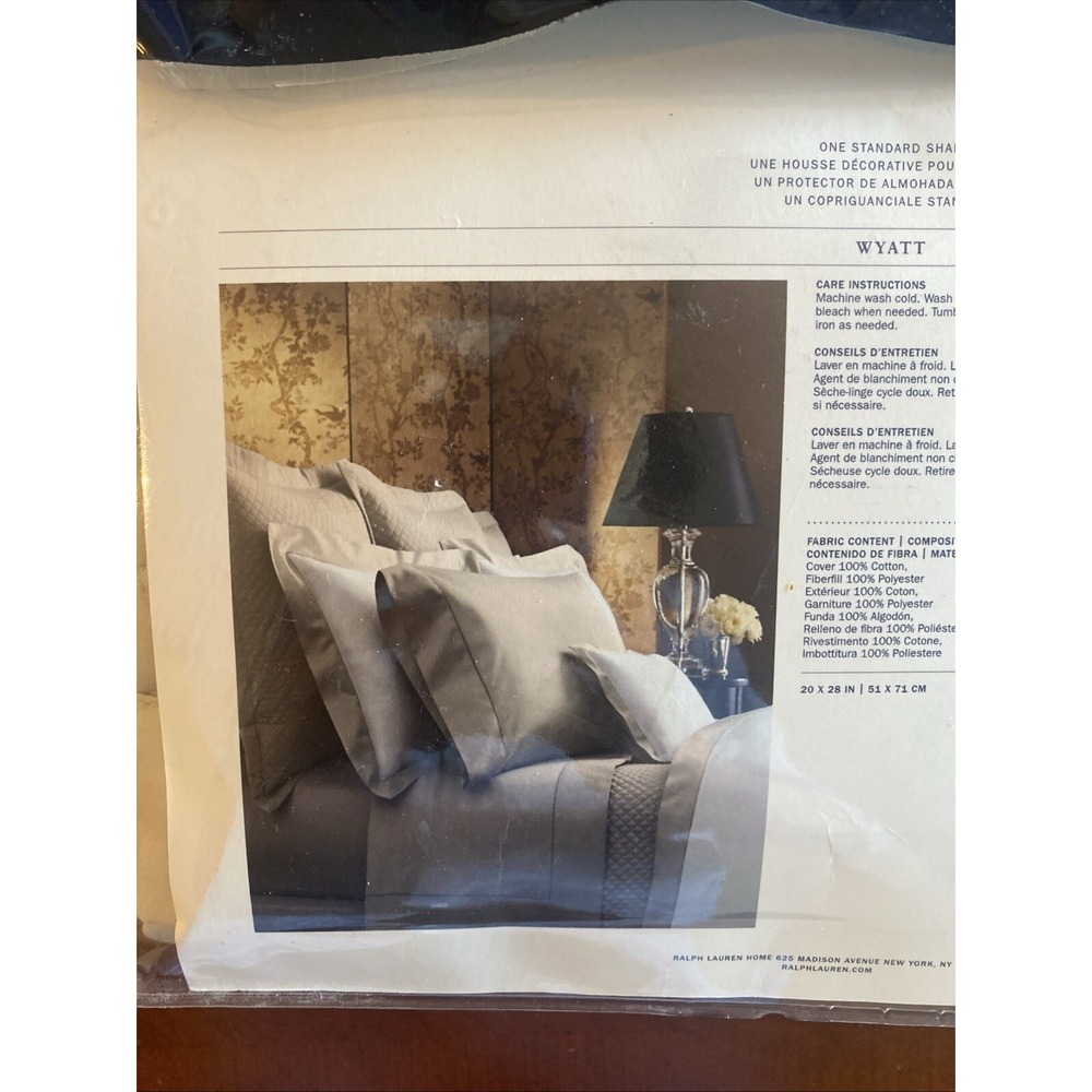 NEW ONE RALPH LAUREN Wyatt Metropolitan Gray Diamond Quilted STANDARD SHAM - Picture 4 of 5